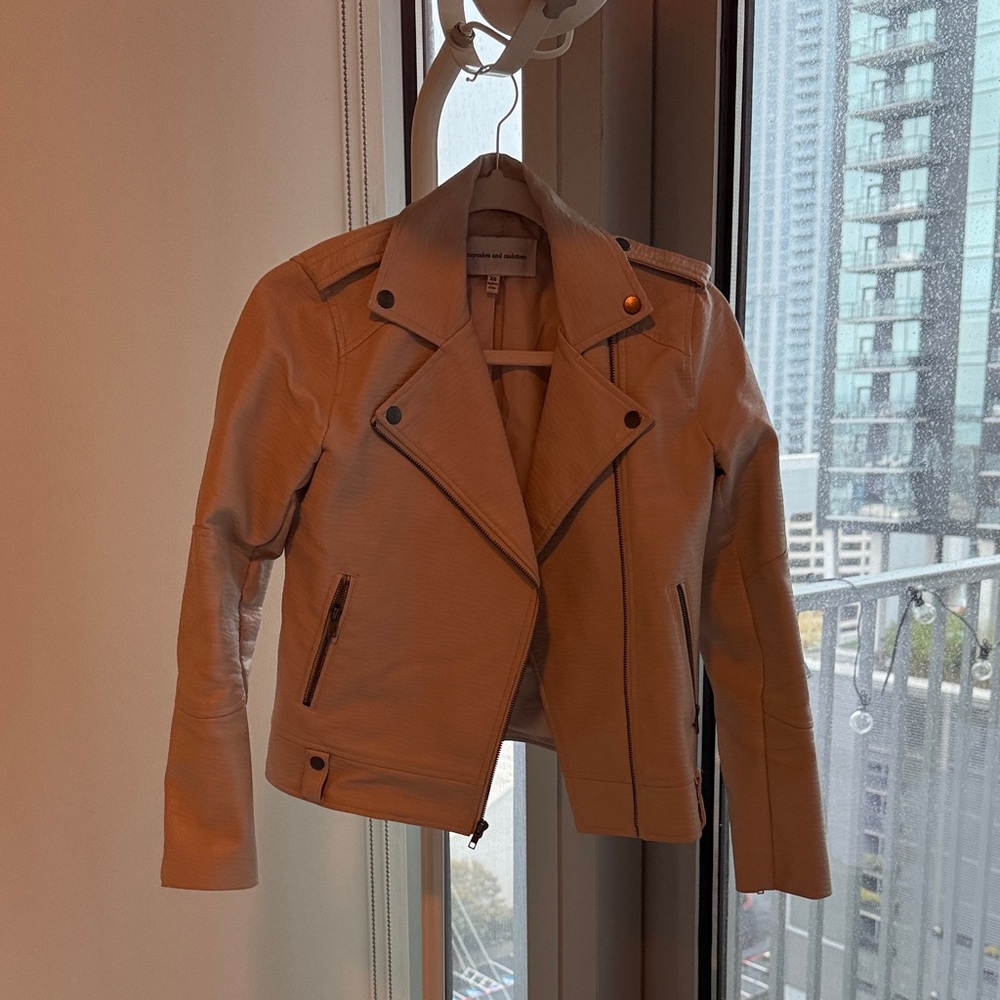 cupcakes & cashmere Tan Leather Jacket